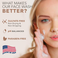 What makes our face wash better? Sulfate-free, non-drying and non-stripping. pH balanced, paraben-free, made in USA.