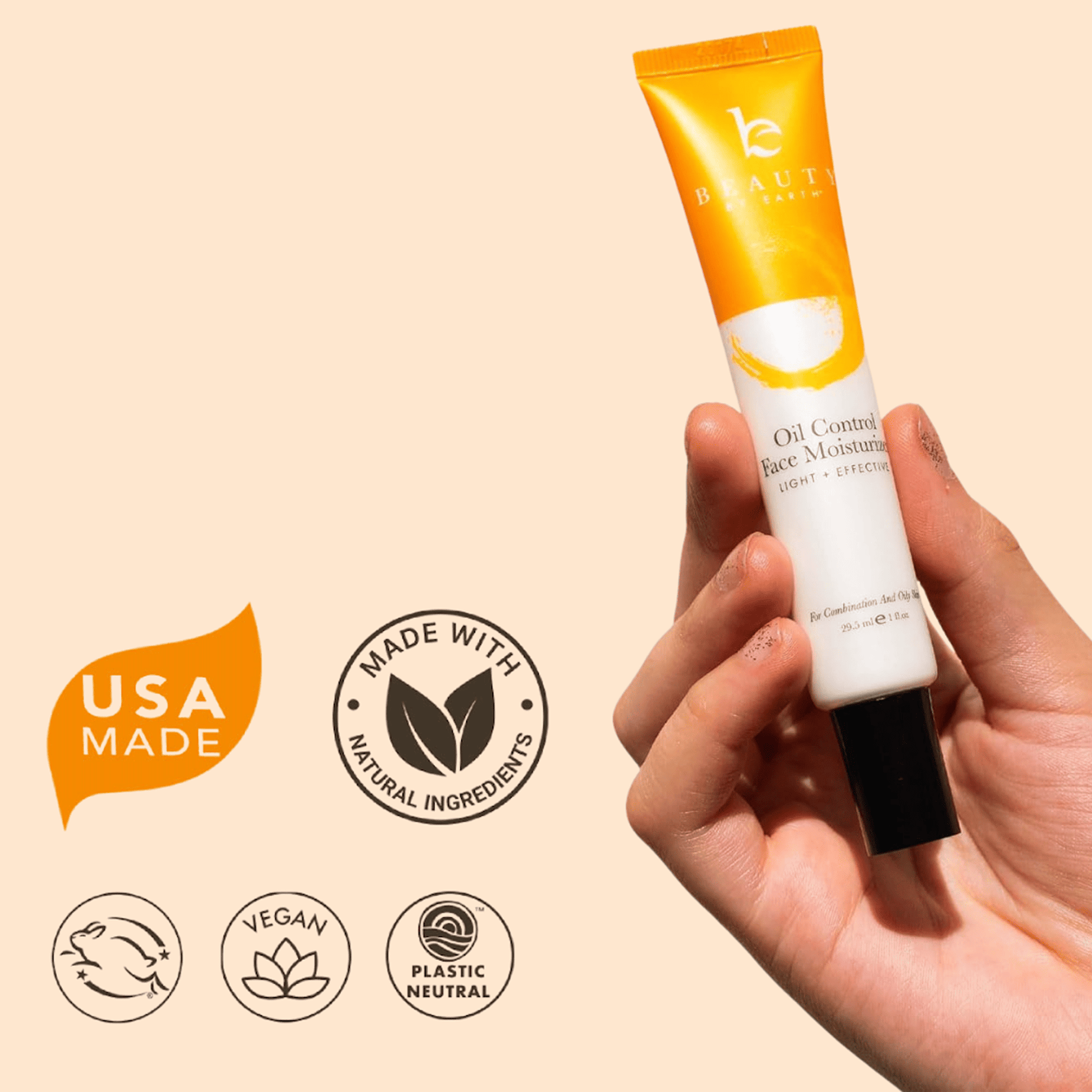 Oil control face moisturizer usa made with natural ingredients, vegan, plastic neutral and bunny approved