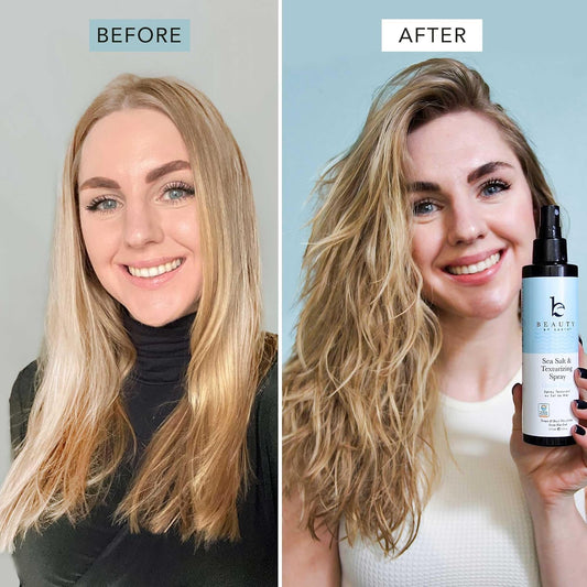 Sea Salt Hair Spray - Ocean Waves before and after