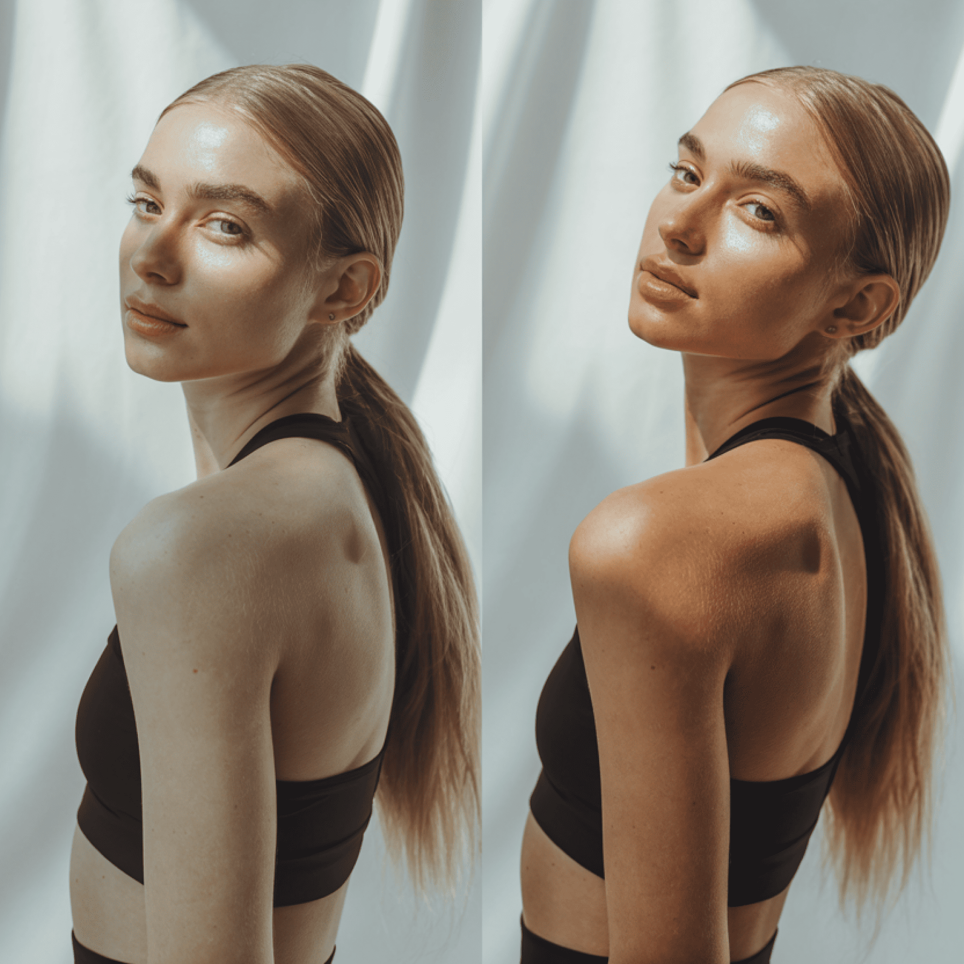 Before and after model white background