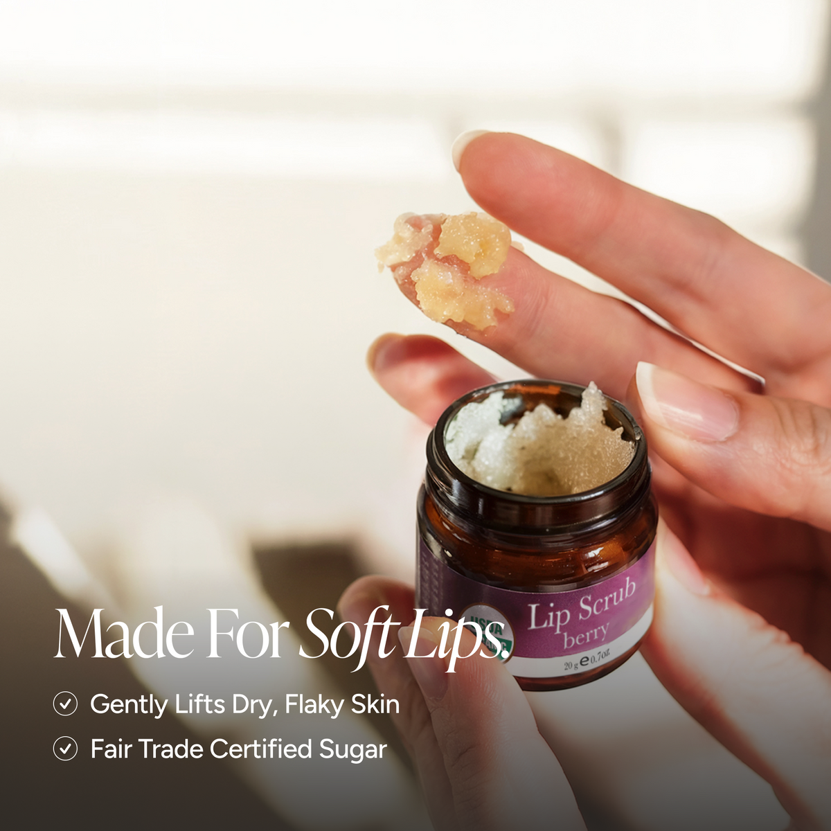 Texture shot of organic lip scrubs.