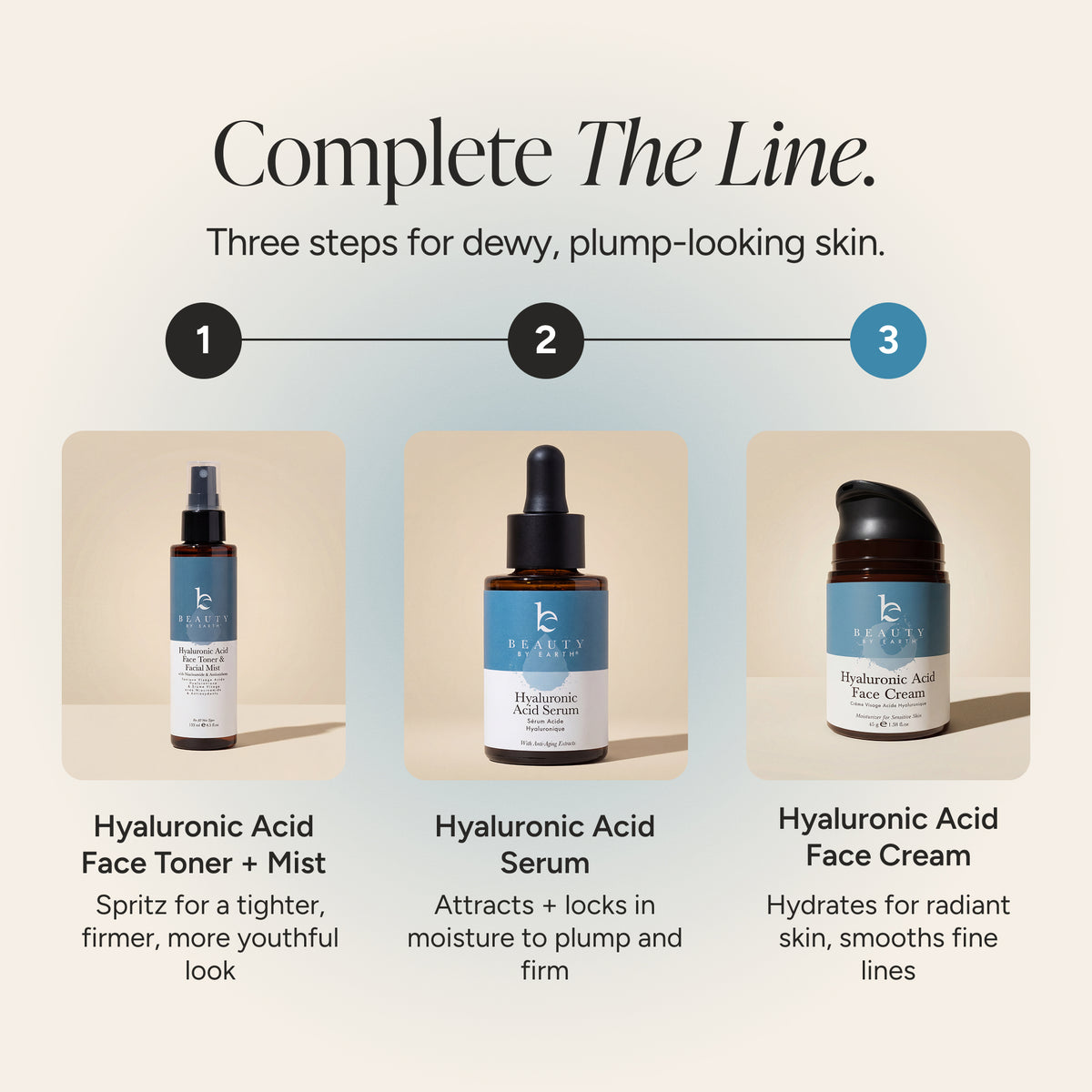 Complete the routine Hyaluronic Acid Premium Line. 