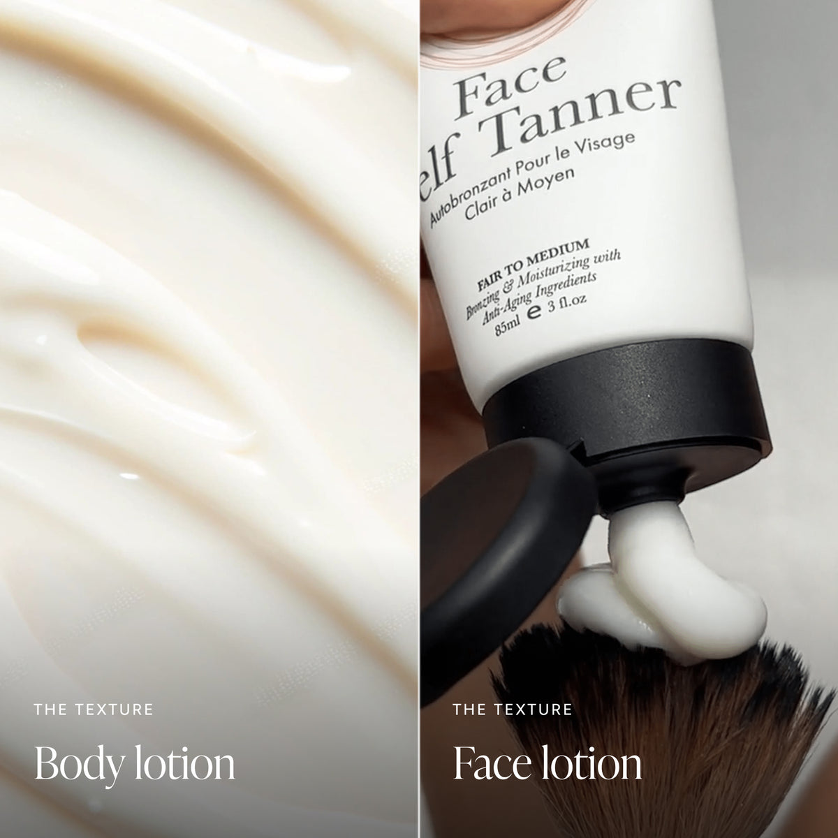 Self Tanner Tanning Lotion and Face Self Tanner Macro Texture.