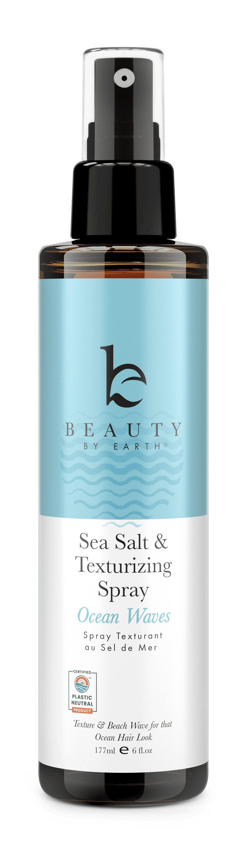 Sea Salt & Texturizing Spray bottle with blue label on a white background