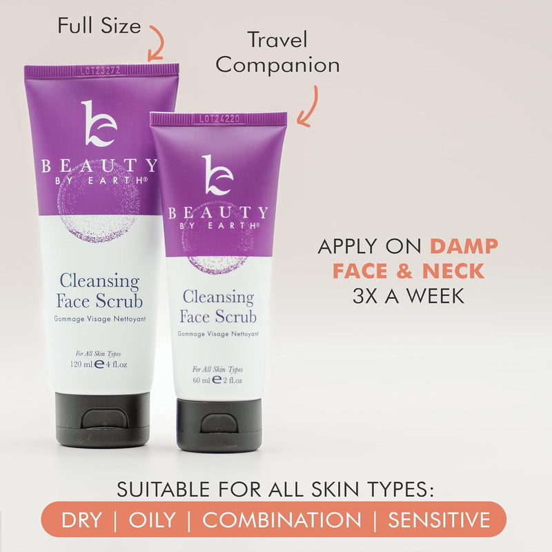 Full size, travel companion, apply on damp face and neck 3x a week. Suitable for all skin types: dry, oily, combination and sensitive.