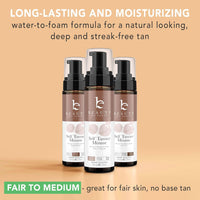 Long-Lasting and moisturizing - water-to-foam formula for a natural looking deep and streak-free tan