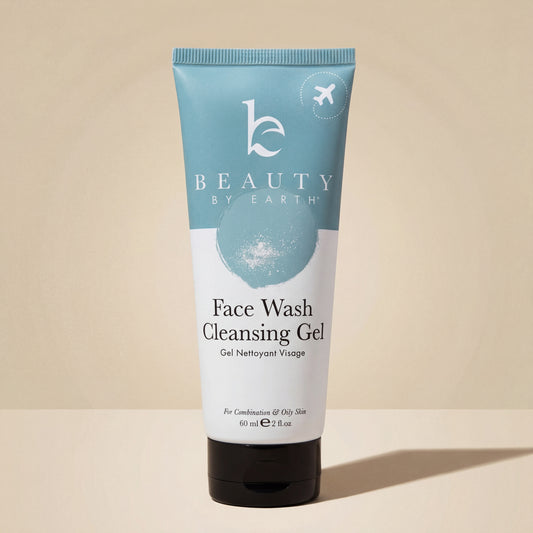 Tube of Beauty by Earth Face Wash Cleansing Gel on a beige background