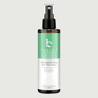 Bottle of Beauty by Earth After Sun Cooling Aloe Vera Spray on a light gray background