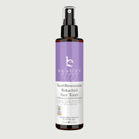 Bottle of Youth Restoration Bakuchiol Face Toner with a purple label on a white background