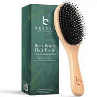 Boar Bristle Hair Brush with packaging on a white background