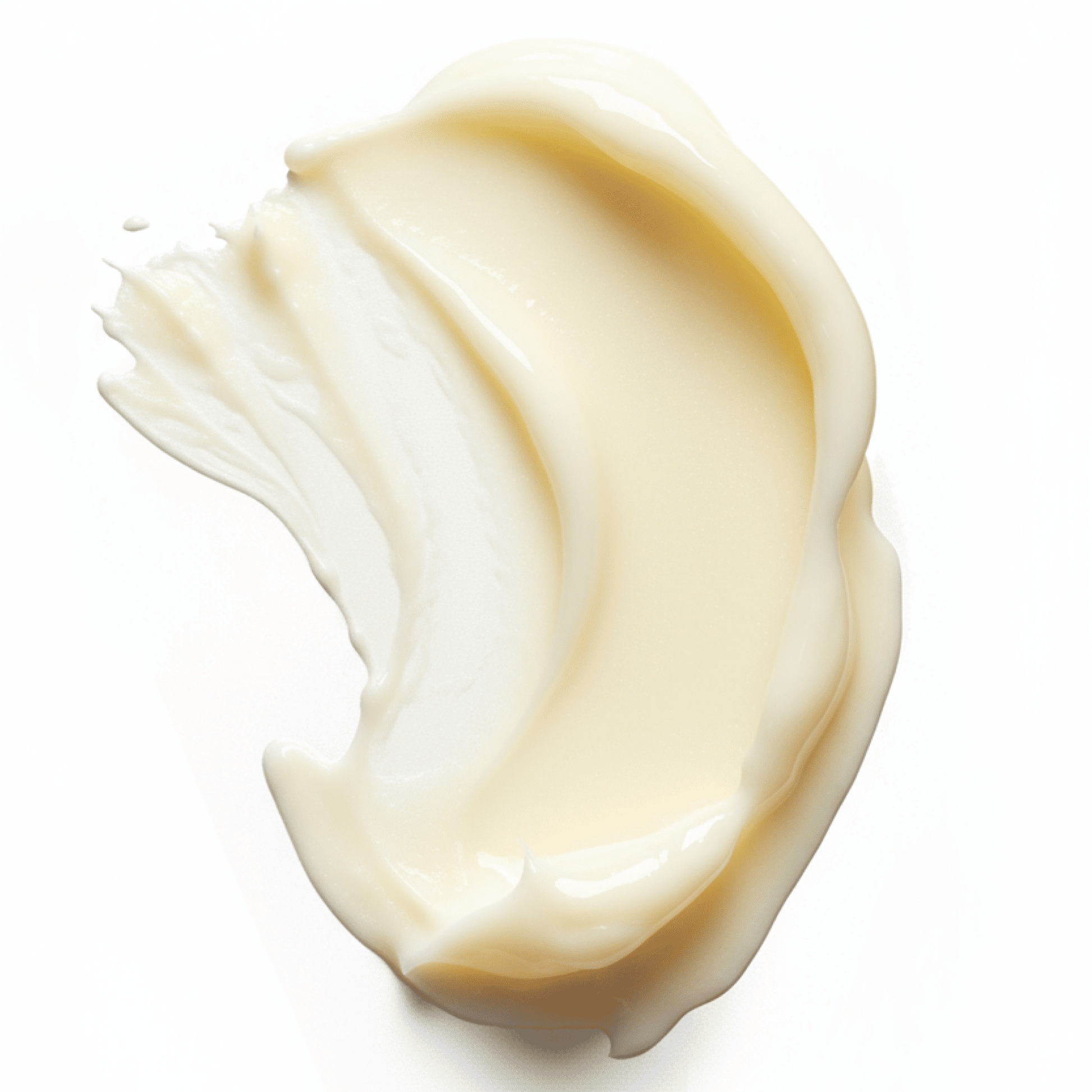 Close-up of a swirl of white cream on a white background