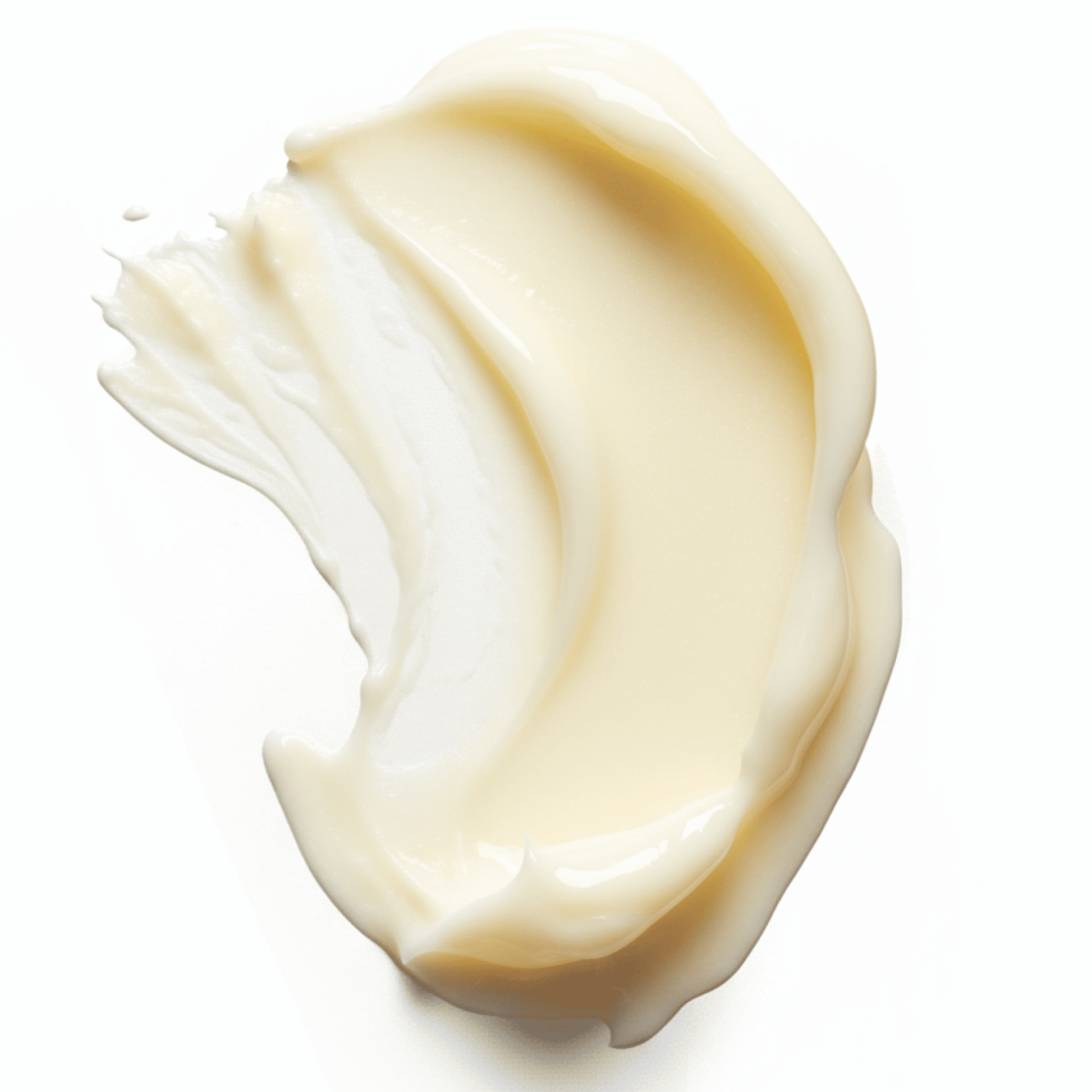 Close-up of a swirl of white cream on a white background