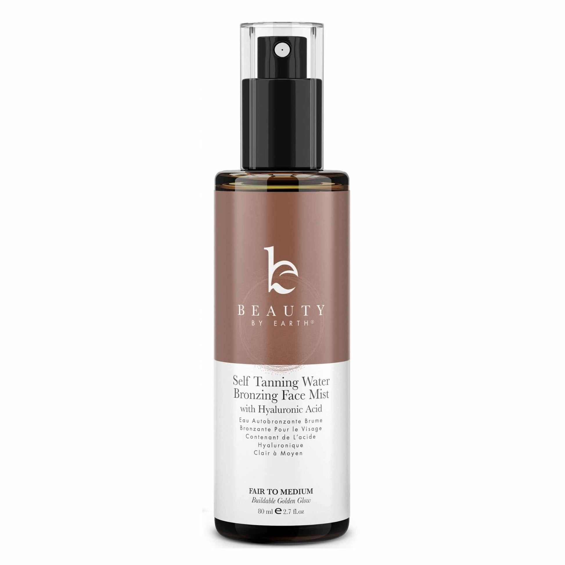 Bruma facial bronceadora con agua autobronceadora