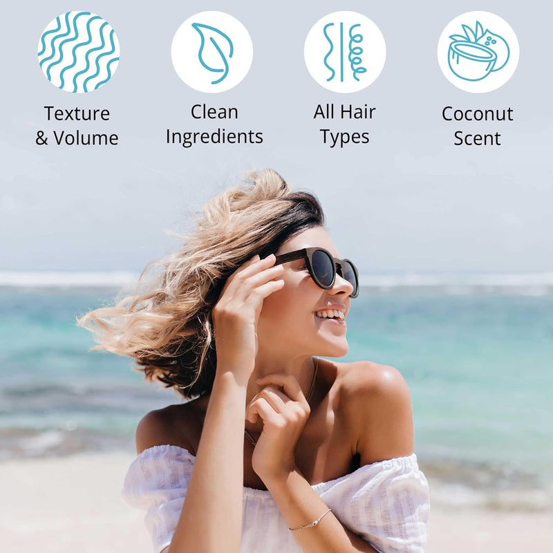Texture and volume, clean ingredients, all hair types, coconut scent