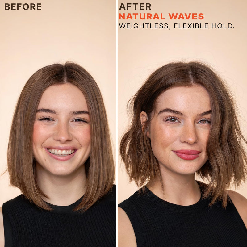 Natural waves, weightless, flexible hold. Before and after.