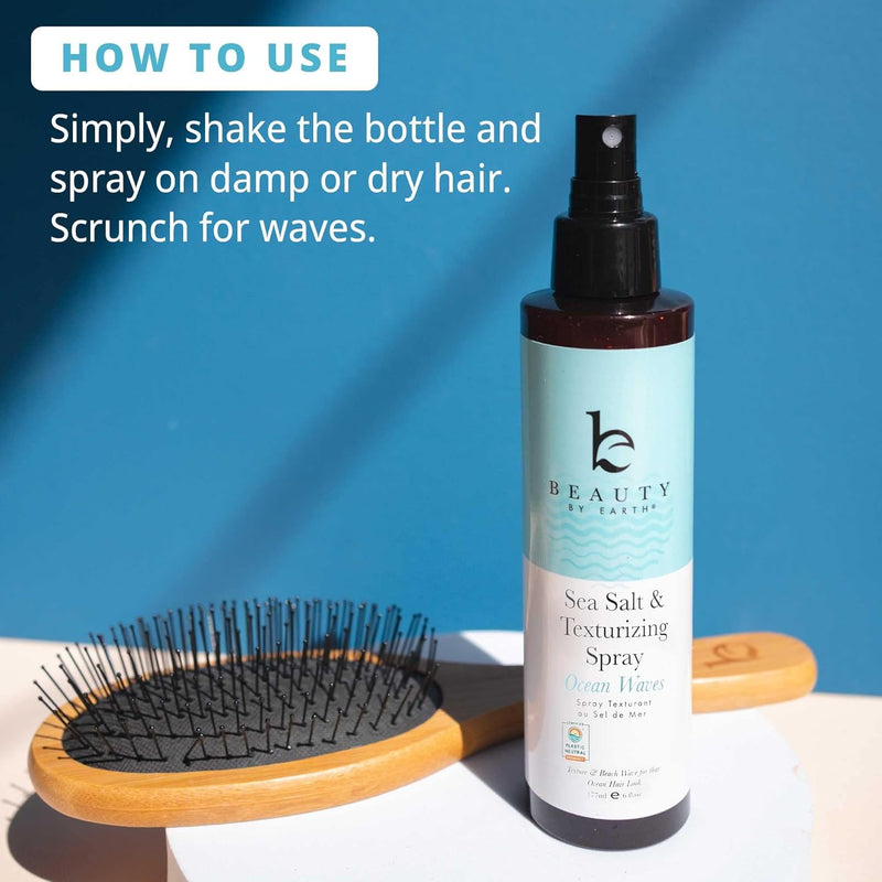 How to use - simply, shake the bottle and spray on damp or dry hair. Scrunch for waves.