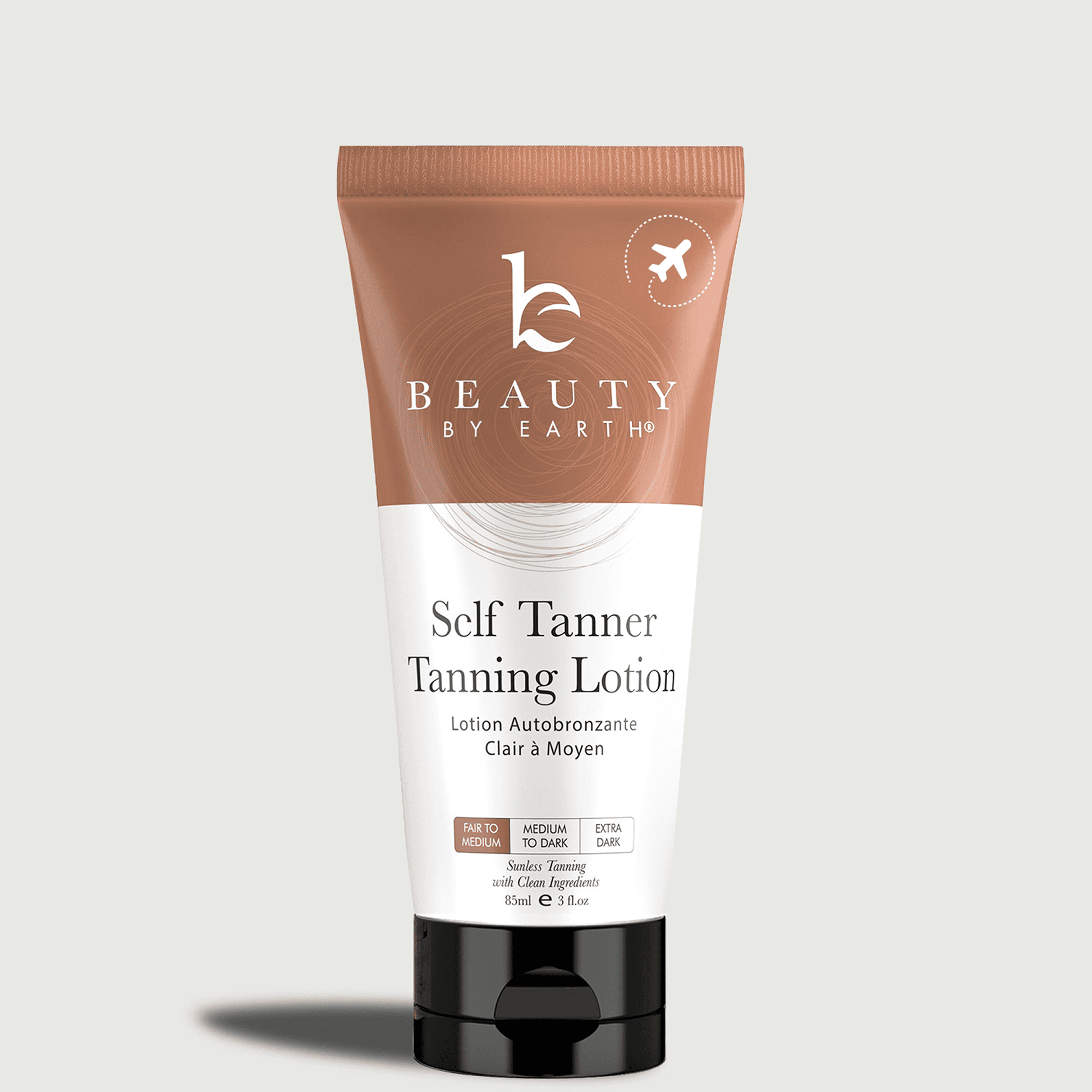 Tube of Beauty by Earth Self Tanner Tanning Lotion on a light gray background