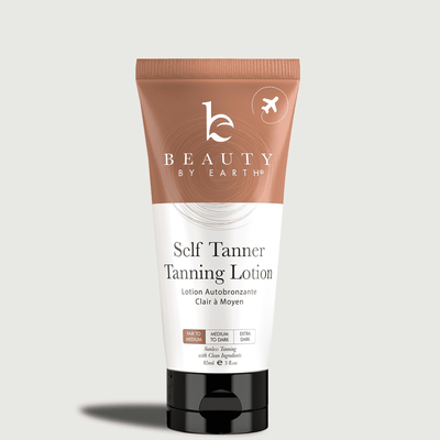 Tube of Beauty by Earth Self Tanner Tanning Lotion on a light gray background