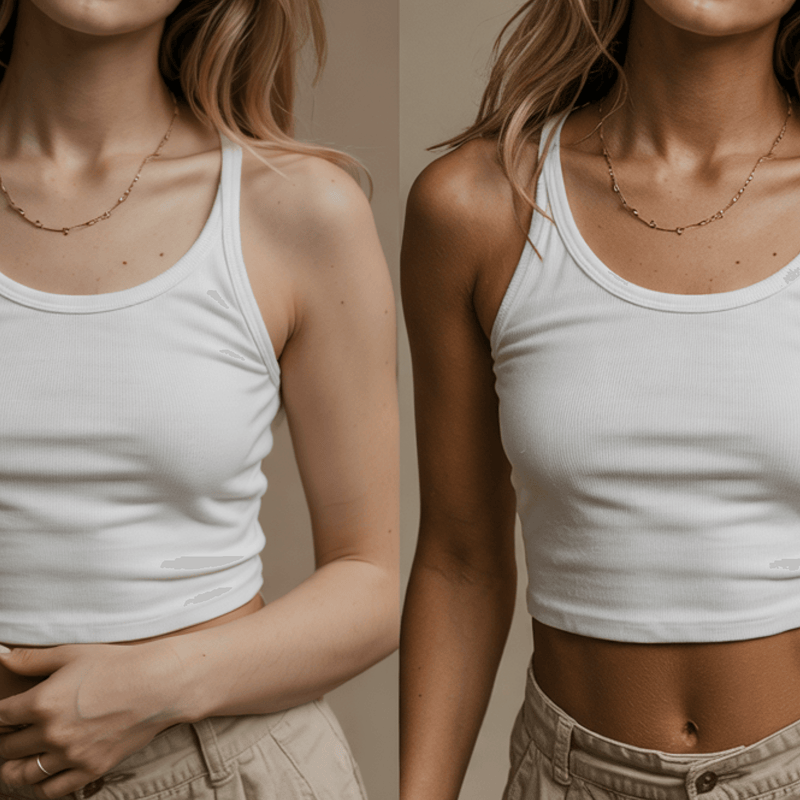 before and after of using self tanner mousse