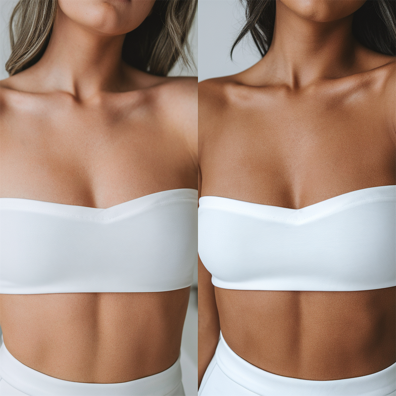 Amy's before and after using 2 coats of Self Tanner Mousse