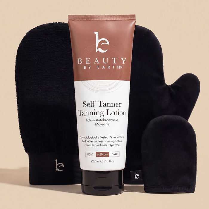Self Tanner Body Lotion Kit with Applicator Mitt – No Dyes, No Orange, Clean, Natural Ingredients