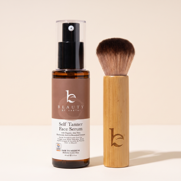 Self Tanner Facial Serum and Kabuki Facial Brush Bundle