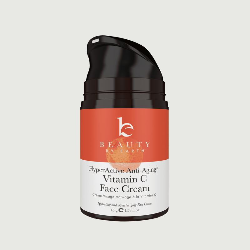 Beauty by Earth Vitamin C Face Cream jar on a light gray background