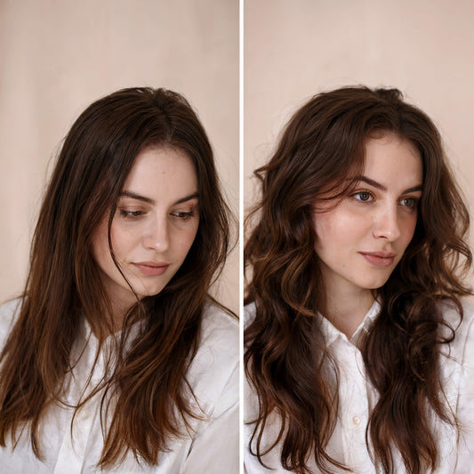 Before and After using Dry shampoo