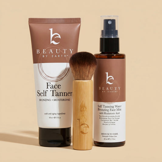 Face self tanner, water bronzing mist and brush