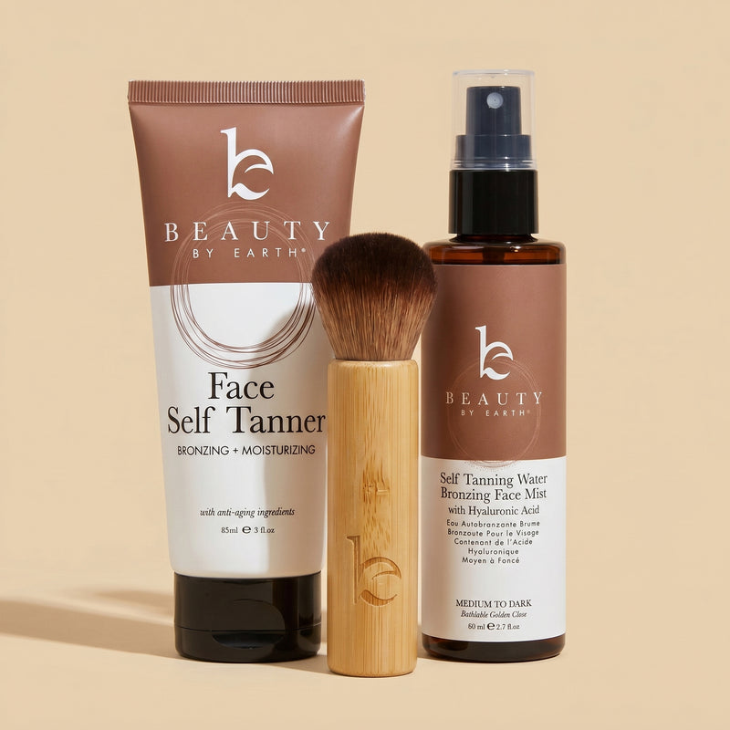 Face self tanner, water bronzing mist and brush