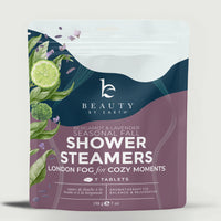 Packaging of Beauty by Earth shower steamers with greenery design on a light background