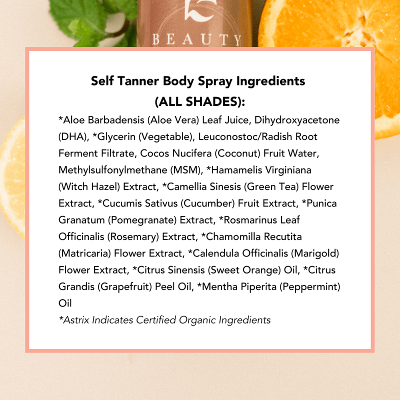 Self Tanner Body Spray Ingredients