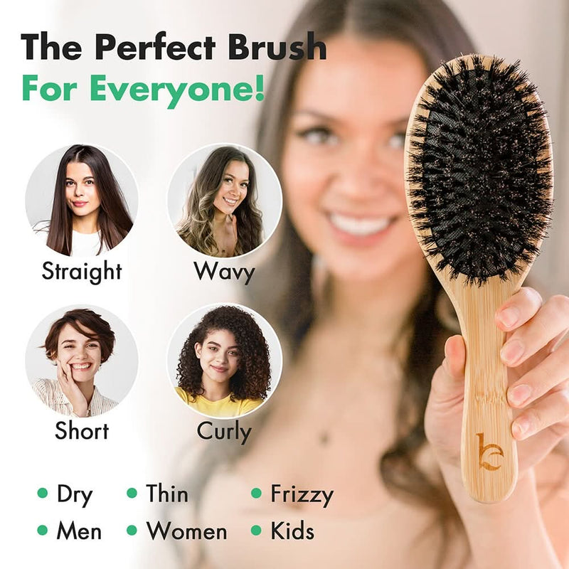 100% Boar Bristle Hair Brush - {{variant_title}} - Beauty by Earth