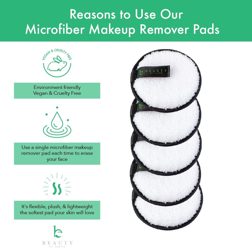 Reusable Microfiber Makeup Remover Pads (5-Pack) - Beauty by Earth - Benefits