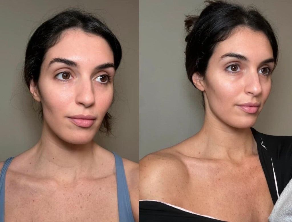Before and after Self Tanner face and shoulders